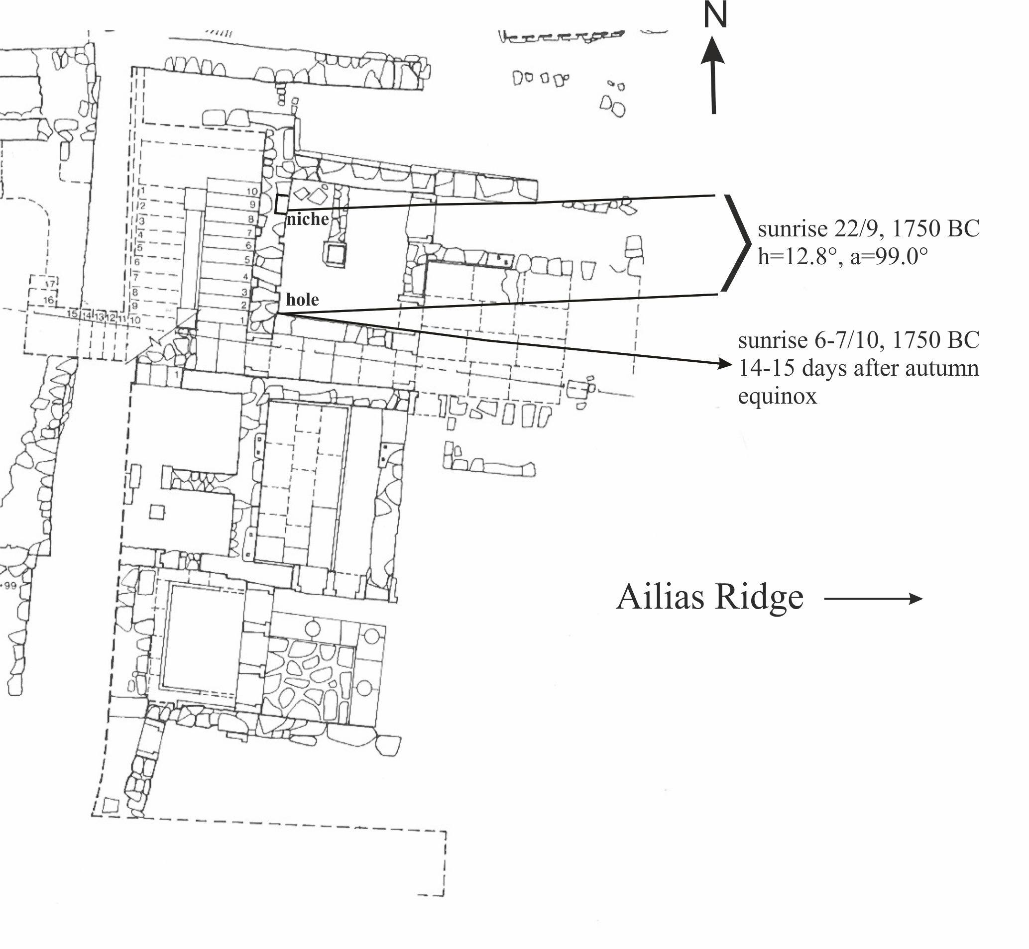 The plan of sunrise in the pillar crypt of the south-east house
