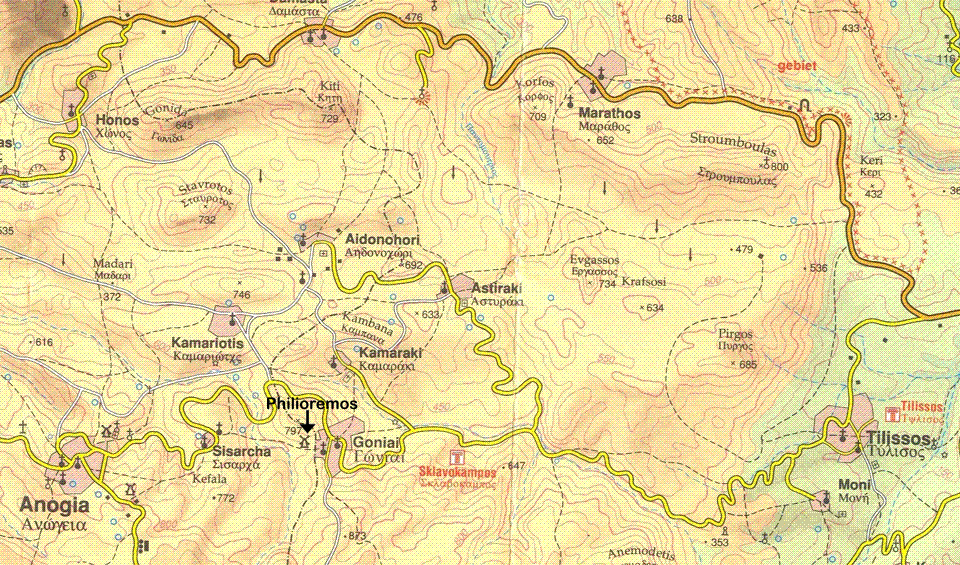 Map of the area near Philioremos